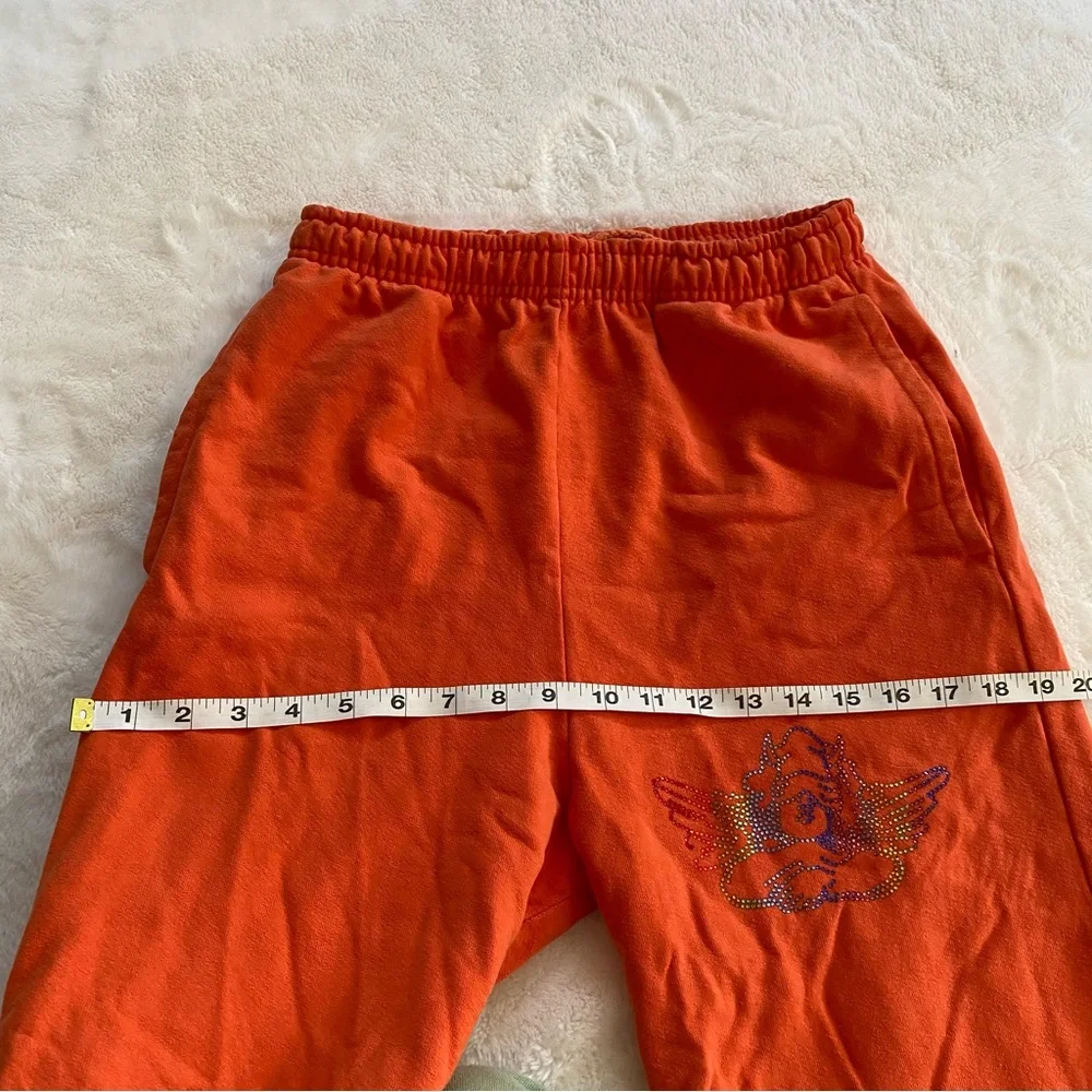 1-800-BOYS-LIE Orange 100% Cotton Sweatpants w/ Rainbow Angel Sequin Bling M - Picture 12 of 15
